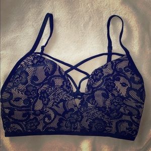 Black lace faux-see through bralette